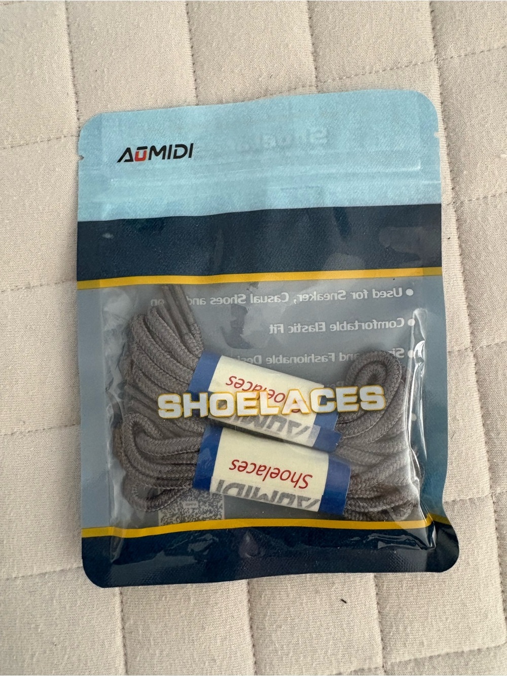 AUMIDI Shoelaces - Light Gray Round Laces (2 Pairs) 36”